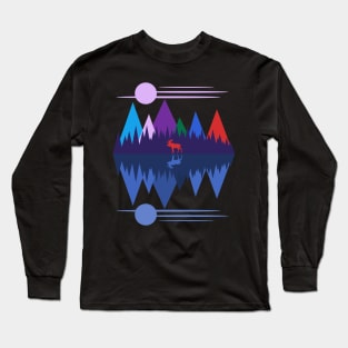 Moose In The Moonlight #2 Long Sleeve T-Shirt